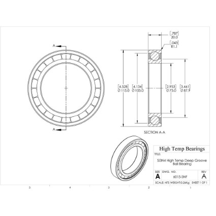 Picture of 75mm 6015 High Temperature 800 °C Ceramic Bearing