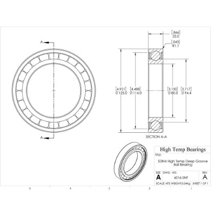 Picture of 80mm 6016 High Temperature 800 °C Ceramic Bearing