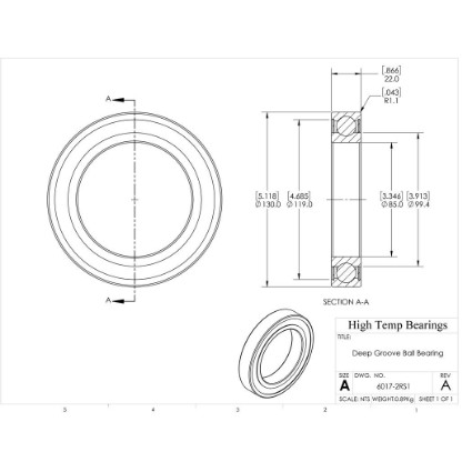 Picture of 85mm 6017 Deep Groove Sealed Ball Bearing