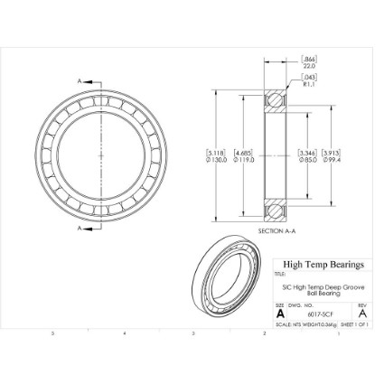 Picture of 85mm 6017 High Temperature 1200 °C Ceramic Bearing