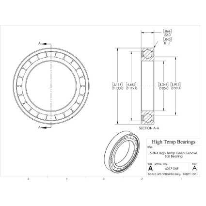 Picture of 85mm 6017 High Temperature 800 °C Ceramic Bearing