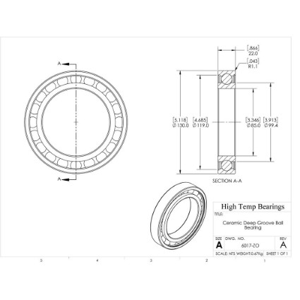 Picture of 85mm 6017 Deep Groove Ceramic ZrO2 Open Bearing