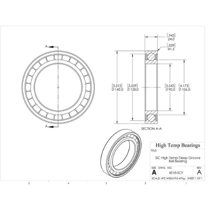 Picture of 90mm 6018 High Temperature 1200 °C Ceramic Bearing