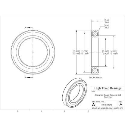 Picture of 90mm 6018 Deep Groove Ceramic Si3N4 Sealed Bearing
