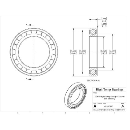 Picture of 90mm 6018 High Temperature 800 °C Ceramic Bearing