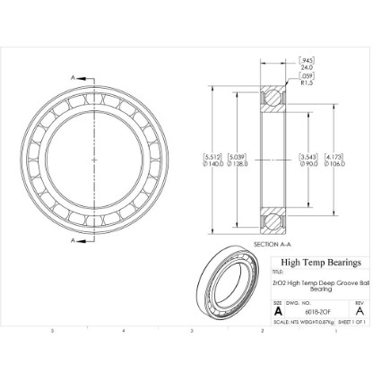 Picture of 90mm 6018 High Temperature 400 °C Ceramic Bearing