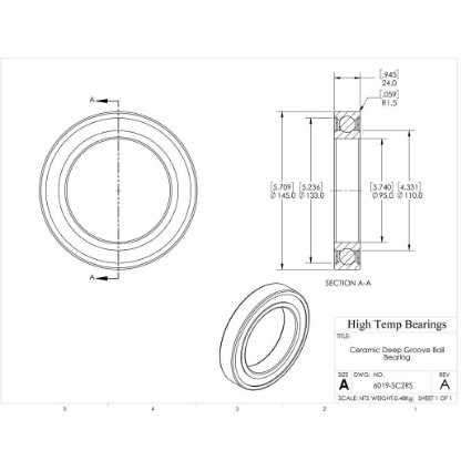 Picture of 95mm 6019 Deep Groove Ceramic SiC Sealed Bearing