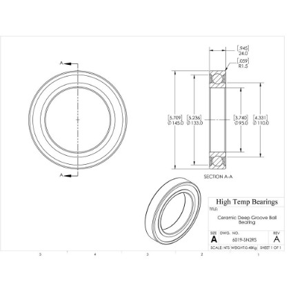 Picture of 95mm 6019 Deep Groove Ceramic Si3N4 Sealed Bearing
