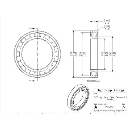 Picture of 95mm 6019 High Temperature 400 °C Ceramic Bearing