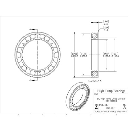 Picture of 100mm 6020 High Temperature 1200 °C Ceramic Bearing