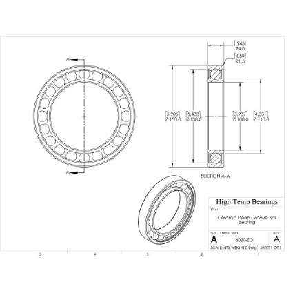 Picture of 100mm 6020 Deep Groove Ceramic ZrO2 Open Bearing