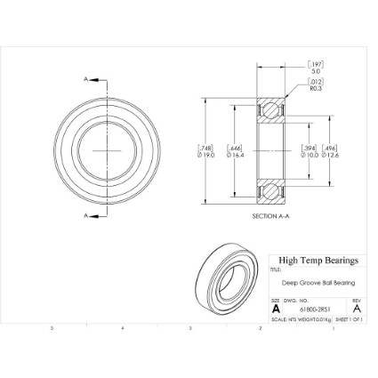 Picture of 10mm 61800 Deep Groove Sealed Ball Bearing