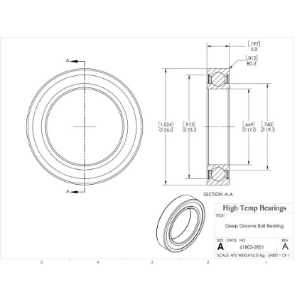 Picture of 17mm 61803 Deep Groove Sealed Ball Bearing