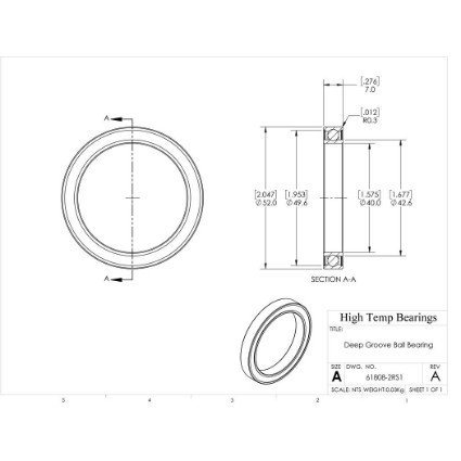 Picture of 40mm 61808 Deep Groove Sealed Ball Bearing