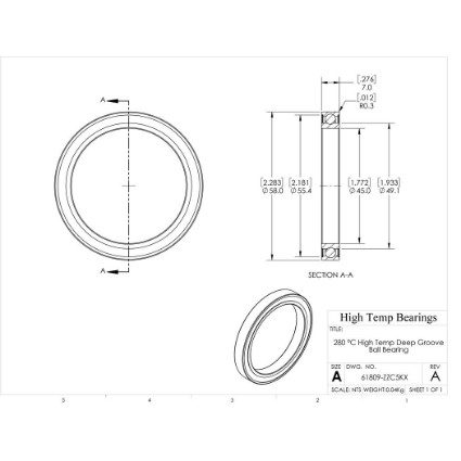 Picture of 45mm 61809 High Temperature 280 °C Shielded ZZ C5 Bearing