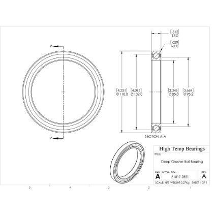 Picture of 85mm 61817 Deep Groove Sealed Ball Bearing