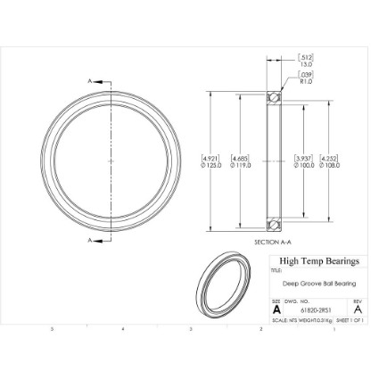 Picture of 100mm 61820 Deep Groove Sealed Ball Bearing