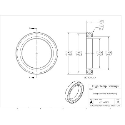 Picture of 70mm 61914 Deep Groove Sealed Ball Bearing