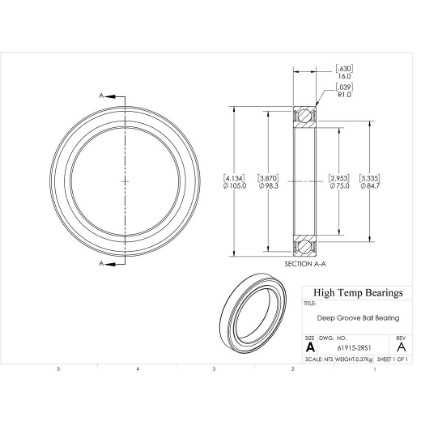 Picture of 75mm 61915 Deep Groove Sealed Ball Bearing