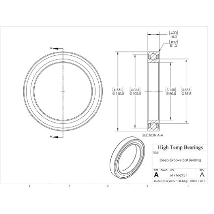 Picture of 80mm 61916 Deep Groove Sealed Ball Bearing