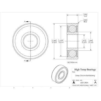 Picture of 12mm 6201 Deep Groove Sealed Ball Bearing