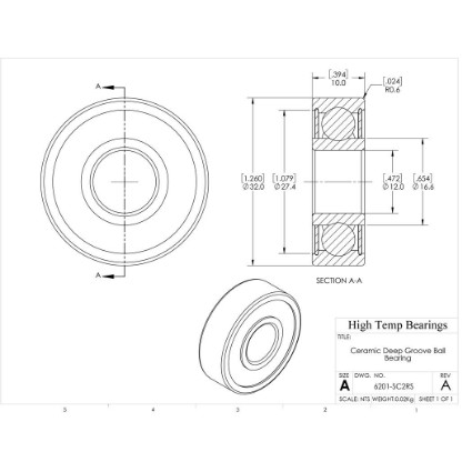 Picture of 12mm 6201 Deep Groove Ceramic SiC Sealed Bearing