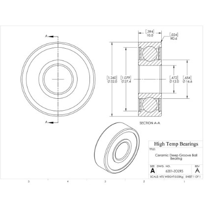 Picture of 12mm 6201 Deep Groove Ceramic ZrO2 Sealed Bearing