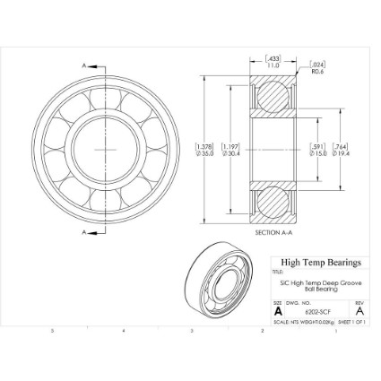 Picture of 15mm 6202 High Temperature 1200 °C Ceramic Bearing