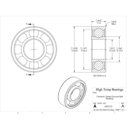 Picture of 15mm 6202 Deep Groove Ceramic ZrO2 Open Bearing