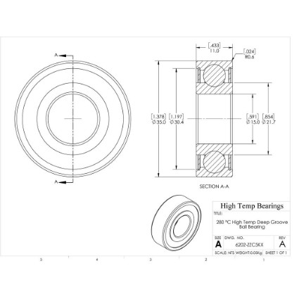 Picture of 15mm 6202 High Temperature 280 °C Shielded ZZ C5 Bearing