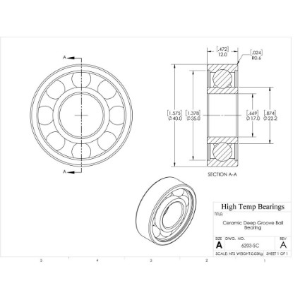 Picture of 17mm 6203 Deep Groove Ceramic SiC Open Bearing