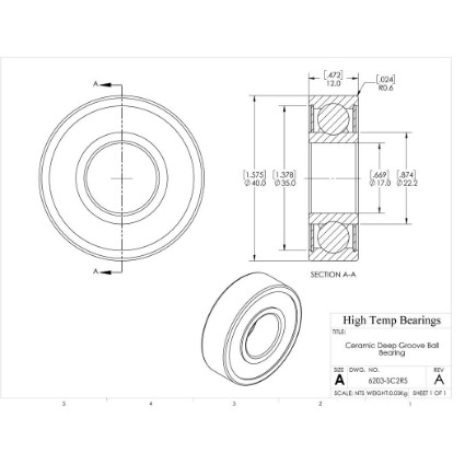 Picture of 17mm 6203 Deep Groove Ceramic SiC Sealed Bearing