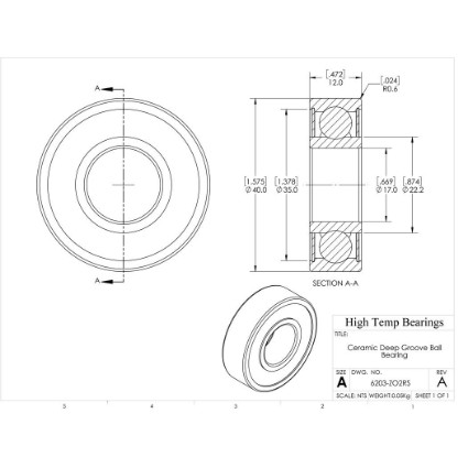 Picture of 17mm 6203 Deep Groove Ceramic ZrO2 Sealed Bearing