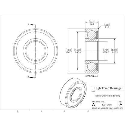 Picture of 20mm 6204 Deep Groove Sealed Ball Bearing