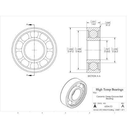 Picture of 20mm 6204 Deep Groove Ceramic ZrO2 Open Bearing