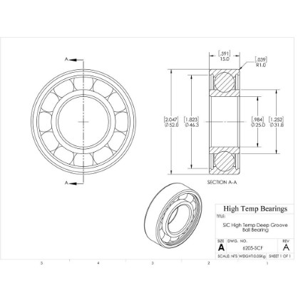 Picture of 25mm 6205 High Temperature 1200 °C Ceramic Bearing