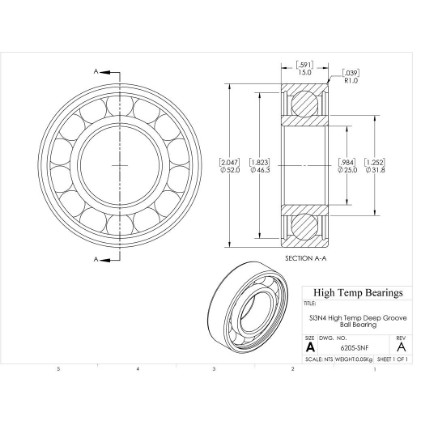 Picture of 25mm 6205 High Temperature 800 °C Ceramic Bearing