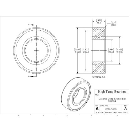 Picture of 25mm 6205 Deep Groove Ceramic ZrO2 Sealed Bearing