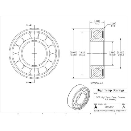 Picture of 25mm 6205 High Temperature 400 °C Ceramic Bearing