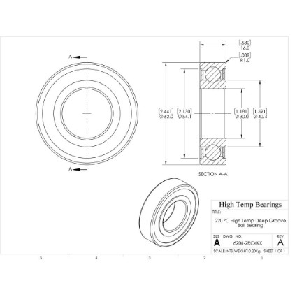Picture of 30mm 6206 High Temperature 220 °C Sealed C4 Bearing
