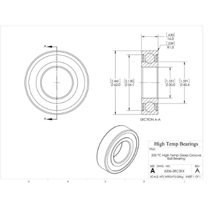 Picture of 30mm 6206 High Temperature 250 °C Sealed C5 Bearing
