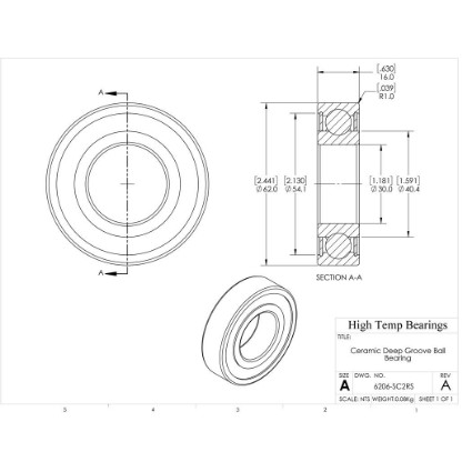 Picture of 30mm 6206 Deep Groove Ceramic SiC Sealed Bearing