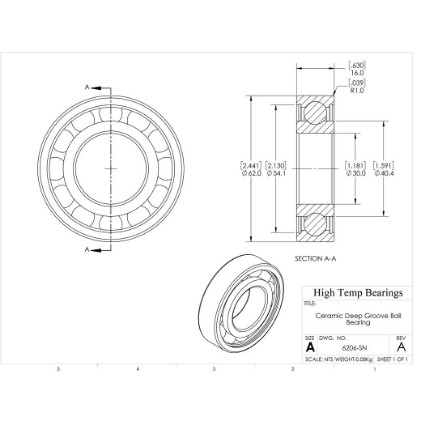 Picture of 30mm 6206 Deep Groove Ceramic Si3N4 Open Bearing