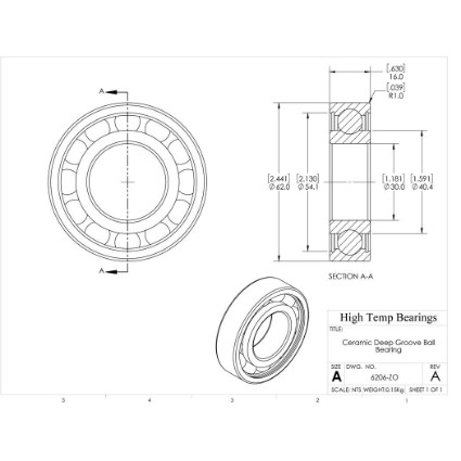 Picture of 30mm 6206 Deep Groove Ceramic ZrO2 Open Bearing