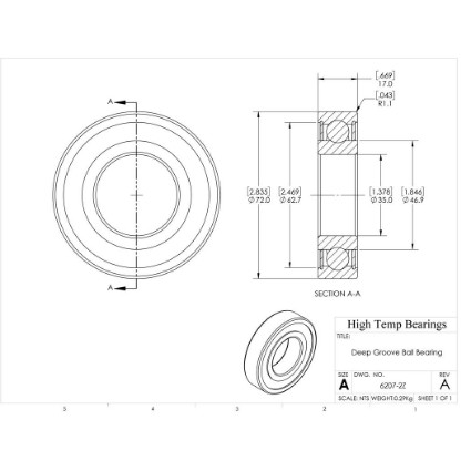 Picture of 35mm 6207 Deep Groove Shielded ZZ Ball Bearing