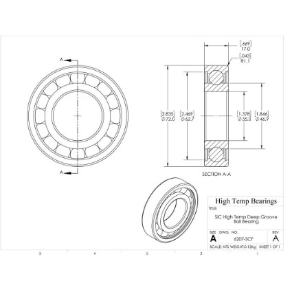 Picture of 35mm 6207 High Temperature 1200 °C Ceramic Bearing
