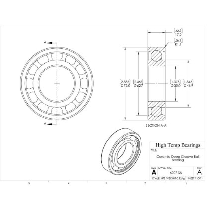 Picture of 35mm 6207 Deep Groove Ceramic Si3N4 Open Bearing