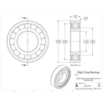 Picture of 35mm 6207 High Temperature 800 °C Ceramic Bearing