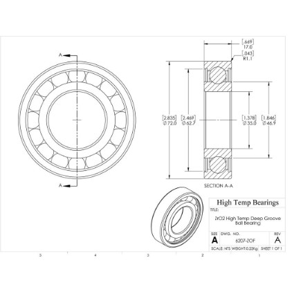 Picture of 35mm 6207 High Temperature 400 °C Ceramic Bearing