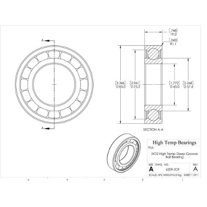 Picture of 45mm 6209 High Temperature 400 °C Ceramic Bearing